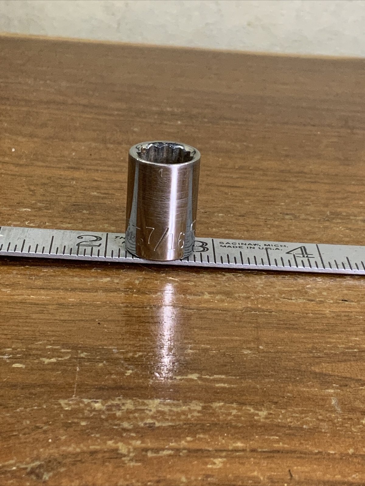 CRAFTSMAN 44332 G 7/16in. 3/8 Drive 12 Pt Standard Chrome Socket USA