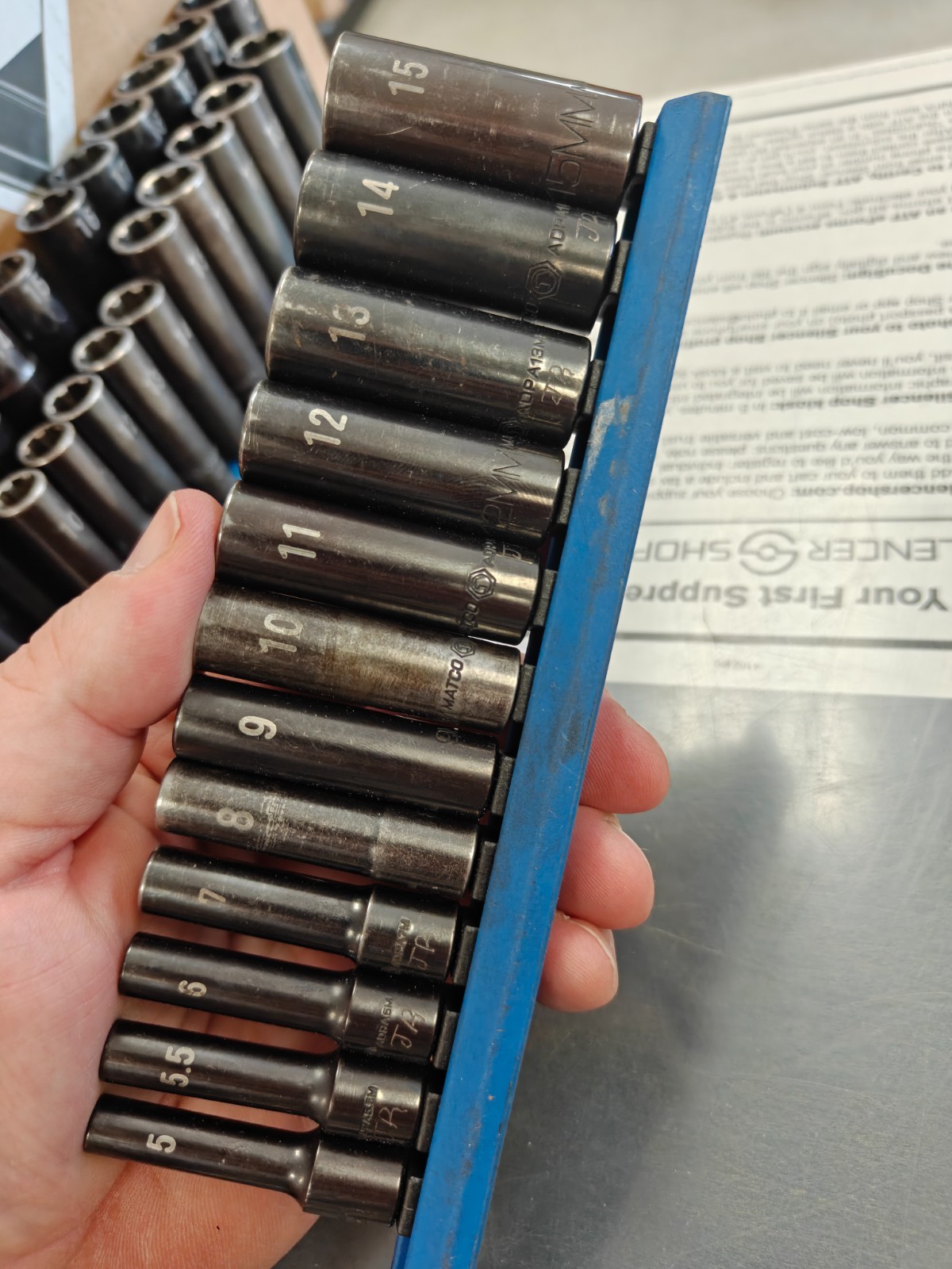 Matco 3/8 1/2 1/4″ Drive 11 Piece SAE 6 Point Deep Impact Socket Set SBDP116TA