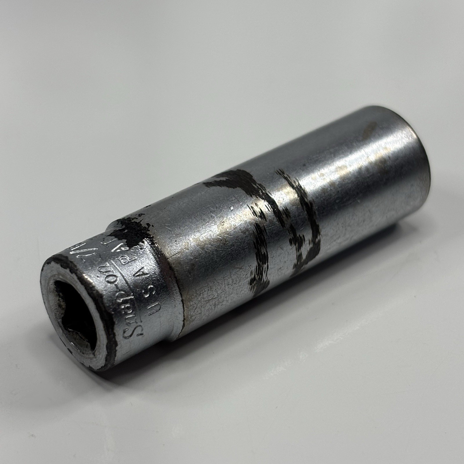 Snap On Tools STM14 1/4 Dr 6Pt SAE 7/16 Flank Dr Deep Chrome Socket VTG USA