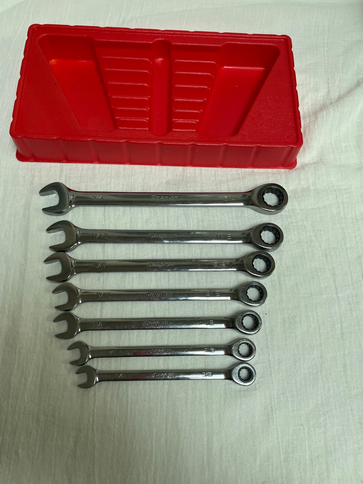 Snap on 7pc Non-Reversing Ratcheting Combo Wrench Set 3/8 – 3/4
