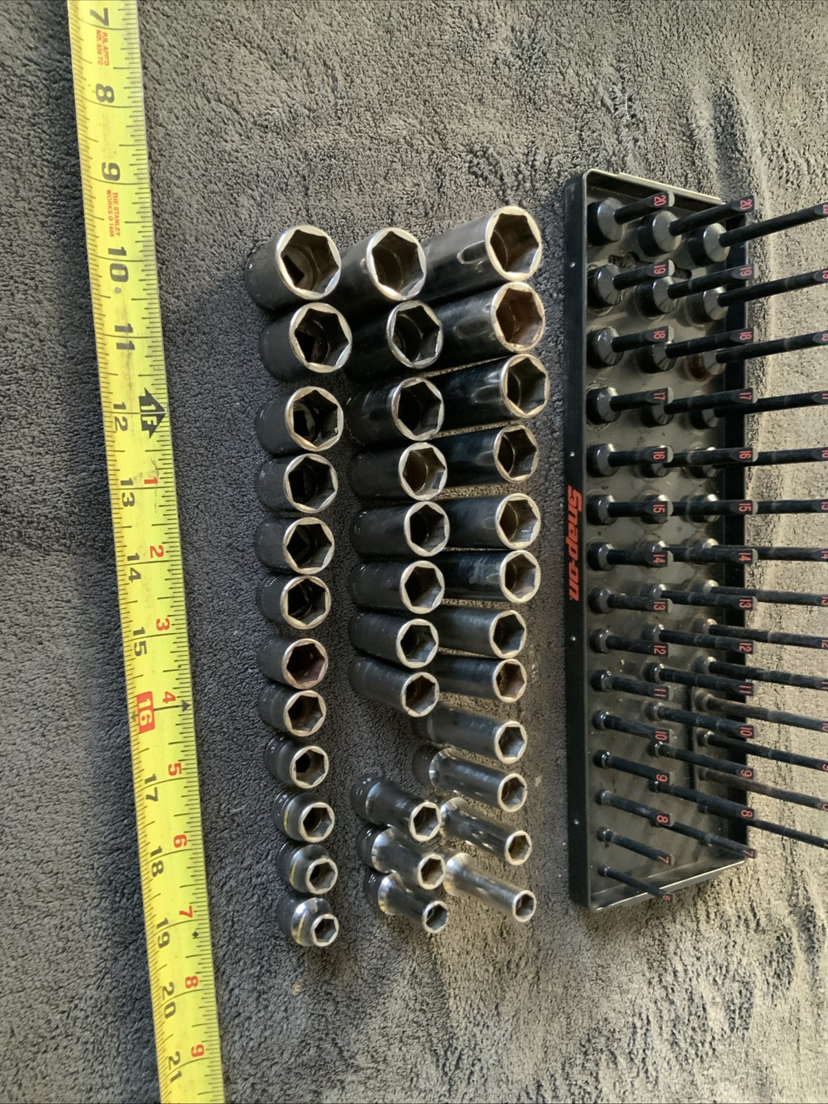 Snap On 3/8” Drive Shallow, Semi Deep And Deep Socket Sets, Missing 1….8-19mm…..