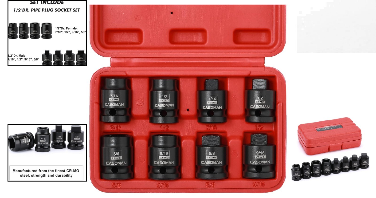 Versatile 8PCS Pipe Plug Socket Set with Durable Chrome Steel and Tapered Design