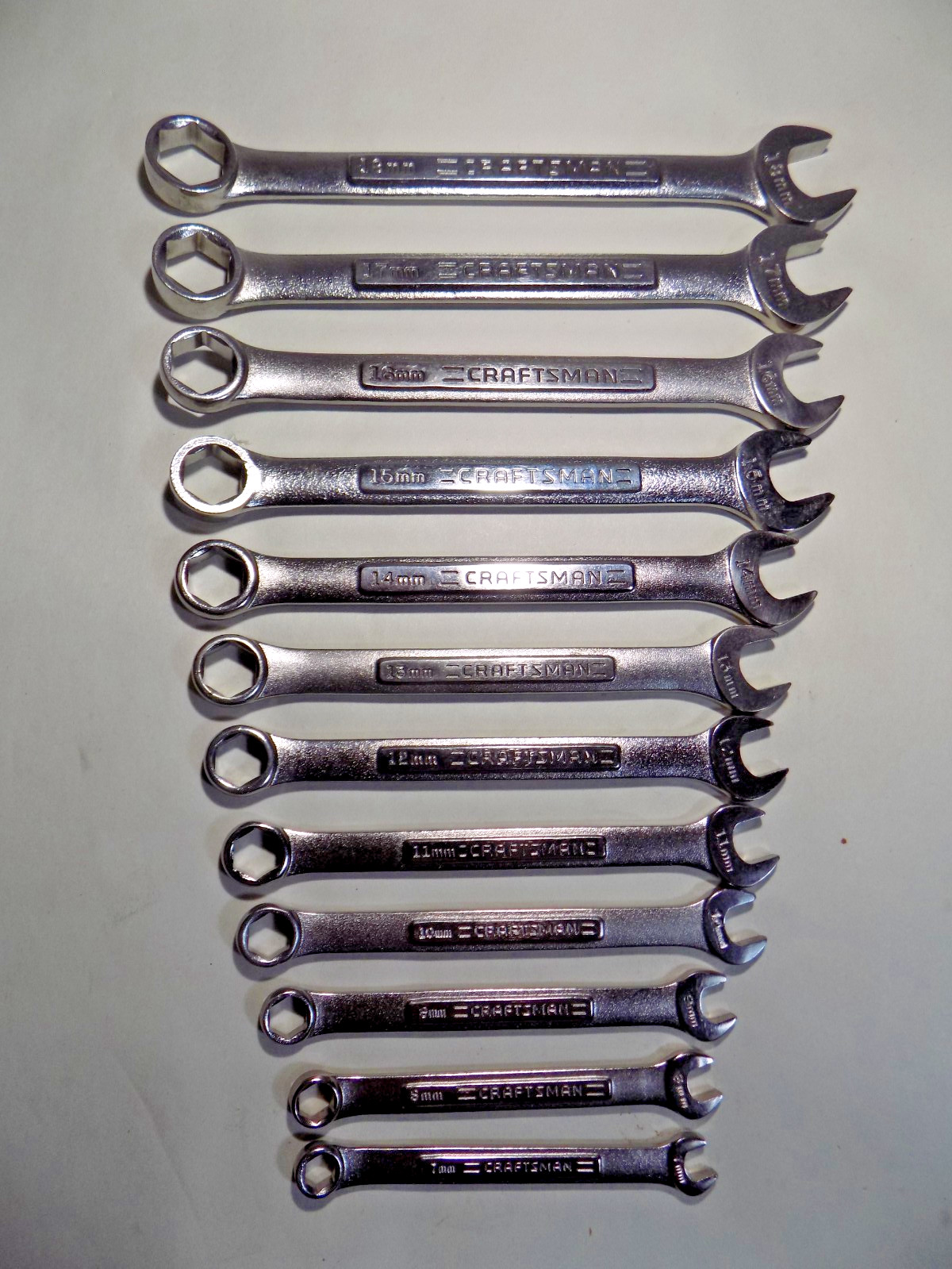 A++ 6 Point 12 Pc. USA Craftsman-VA- 7-18MM Combo Wrench Set In Rack-No Etchings