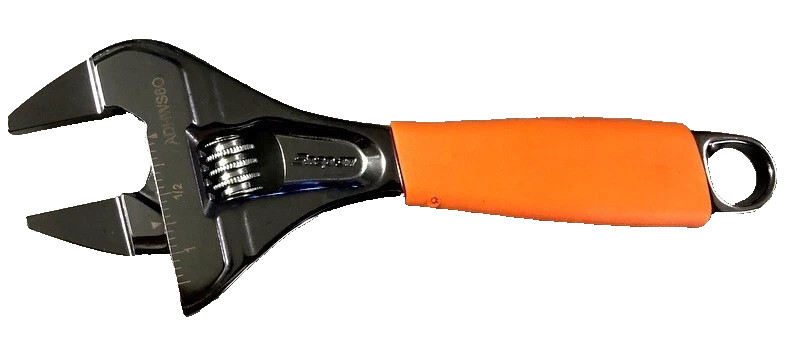 NEW Snap-On Tools Orange 6» SLIM ADJUSTABLE WRENCH Smooth Jaw ADHWS6O Free Ship