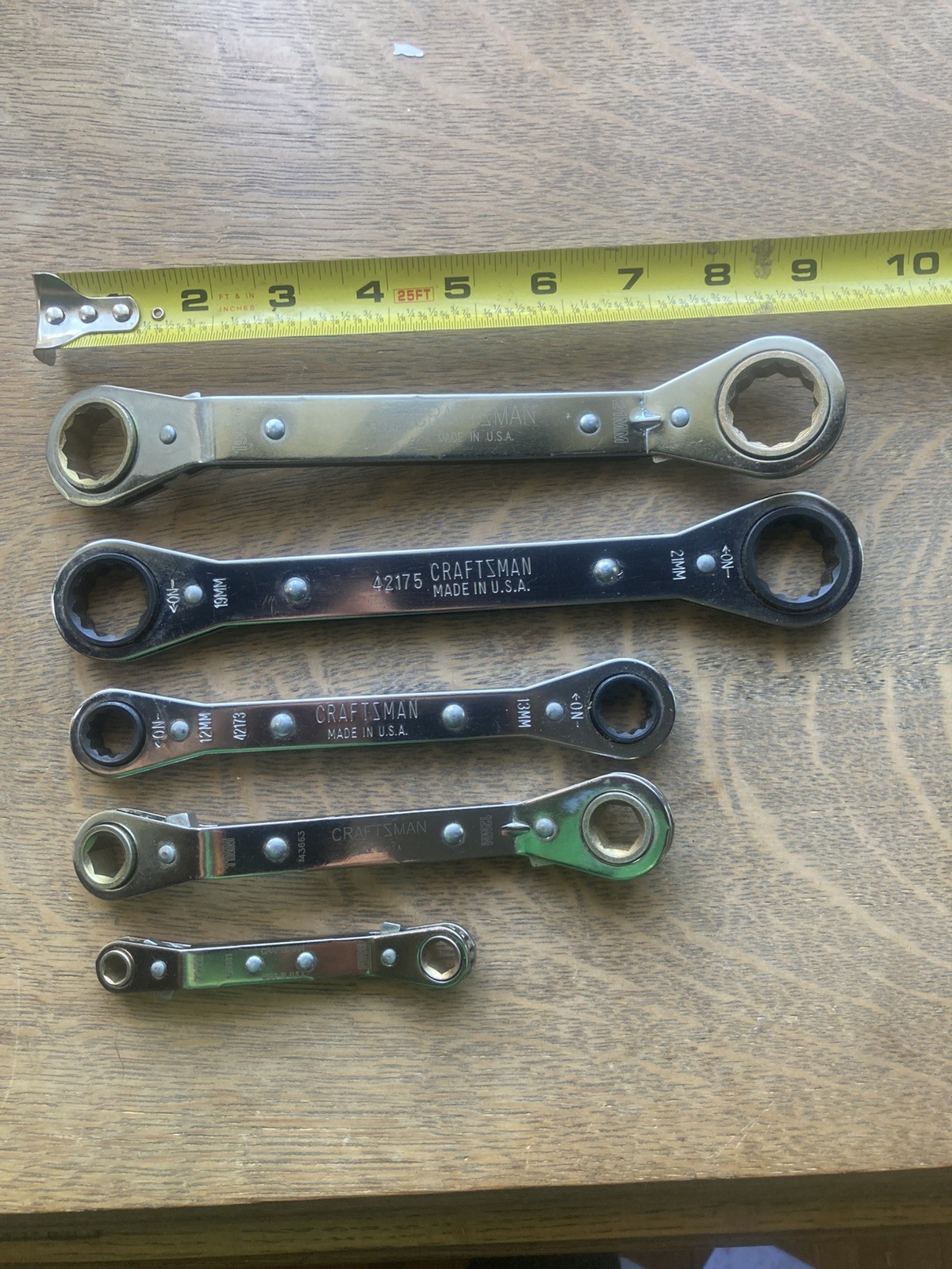Craftsman Ratcheting Box Wrenches 5 PCs Metric Made In USA
