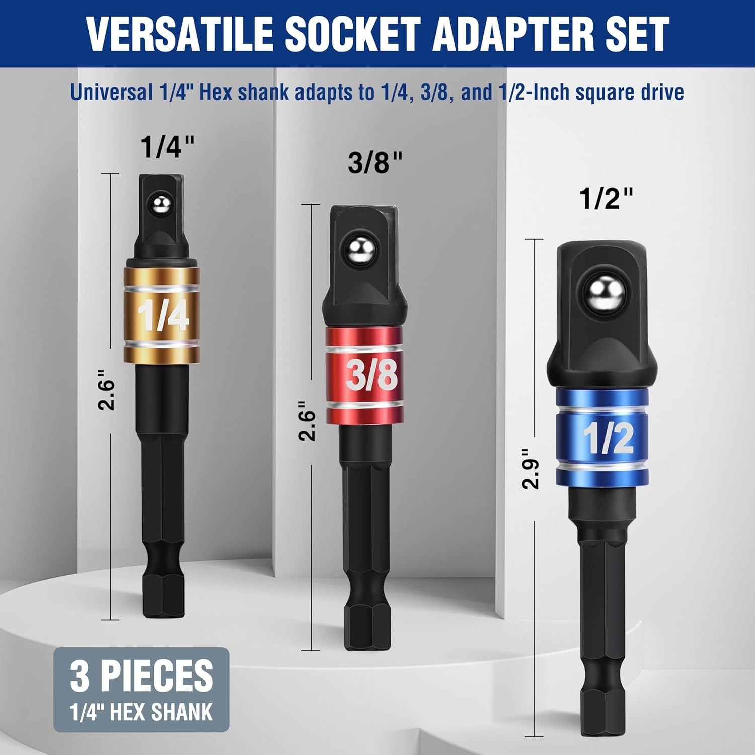 Versatile Impact Grade Socket Adapter Set – 1/4, 3/8, 1/2 Inch Compatibility