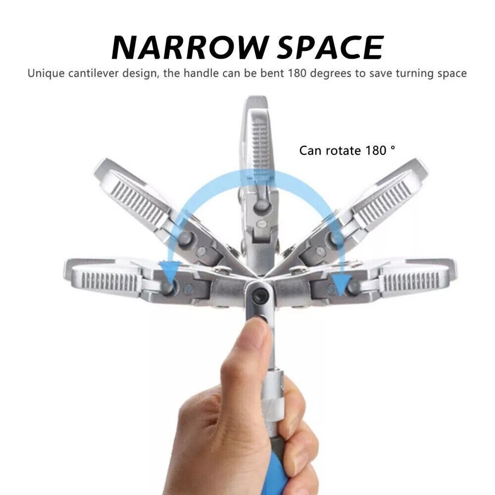 5 in 1 10″ Adjustable Torque Wrench Ratchet Wrench 180 Degree Folding Spanner