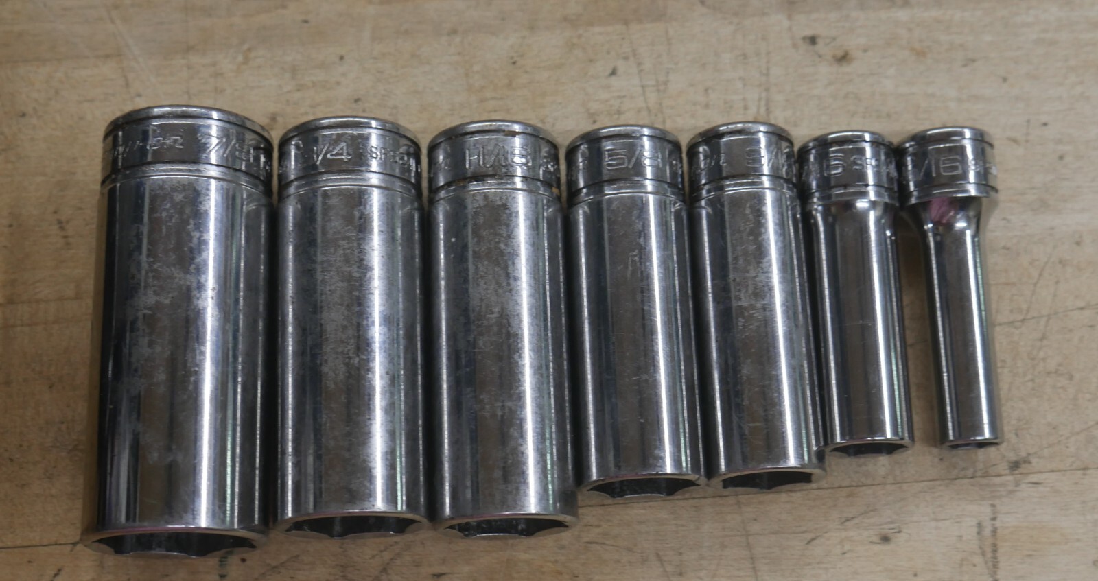 7 Snap-On Tools 7/8″ SAE /8″ Drive Standard Deep Socket SFS281 3/4 sfs241 READ
