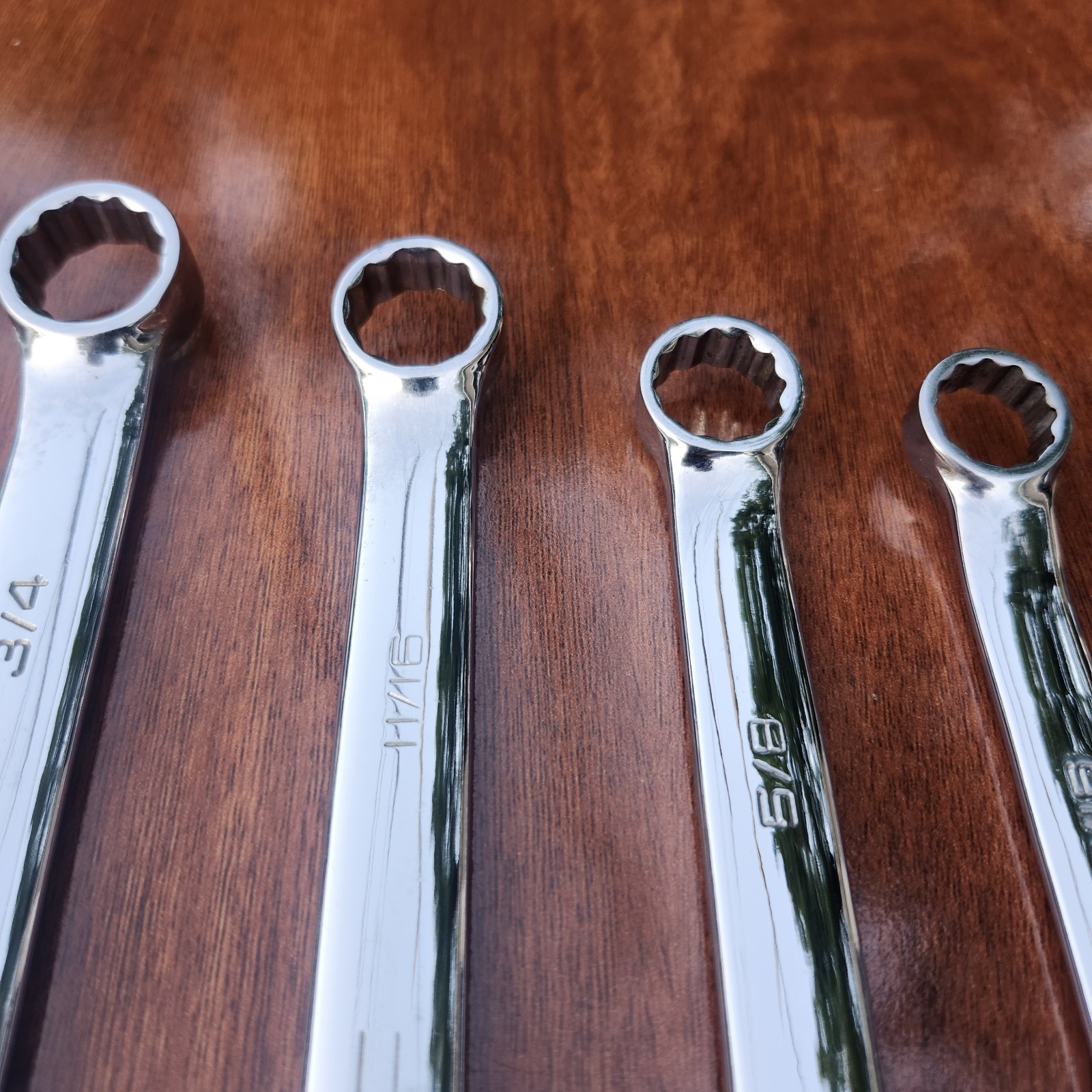 Vintage =Husky= USA 1-1/8″ to 1/4″ Full Polished Comb Wrench Set 11 Pc USA 🇺🇸