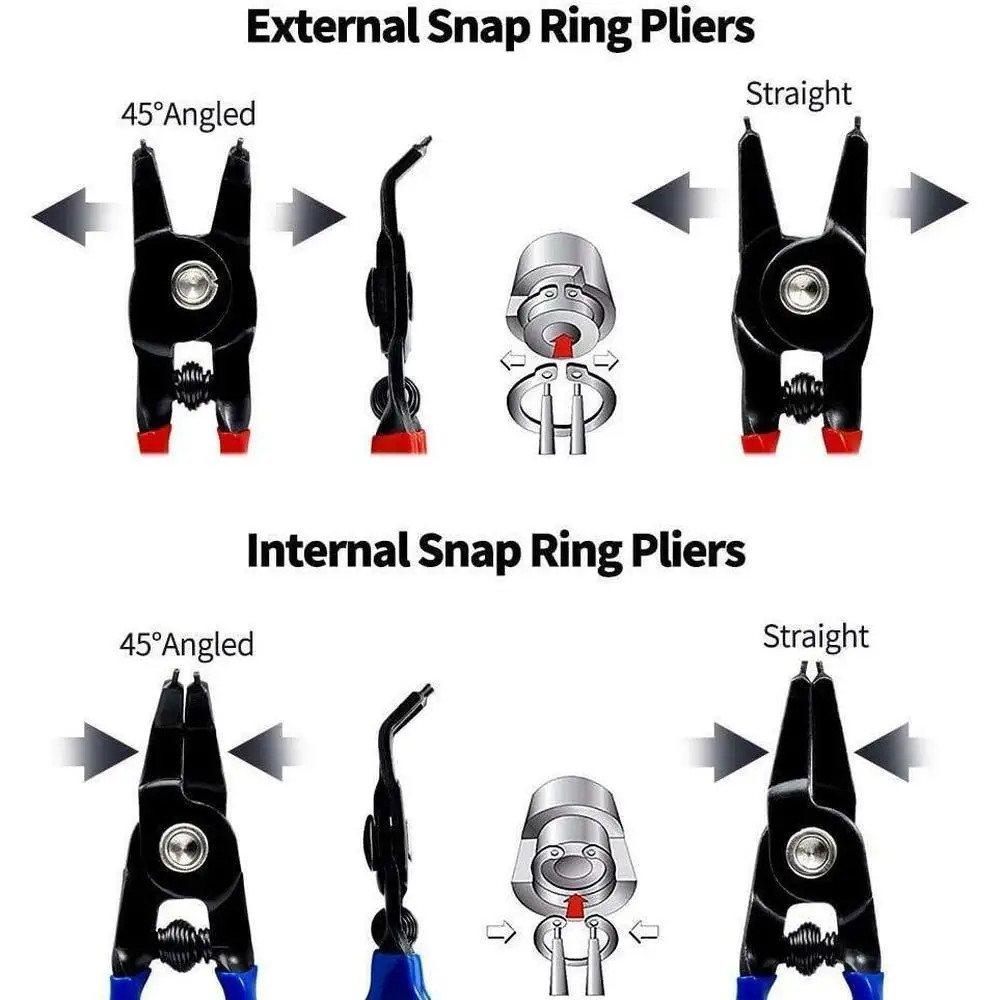 4pcs Mini Circlip Pliers Right Angled Beak Portable Snap Ring Circlip Pliers Set