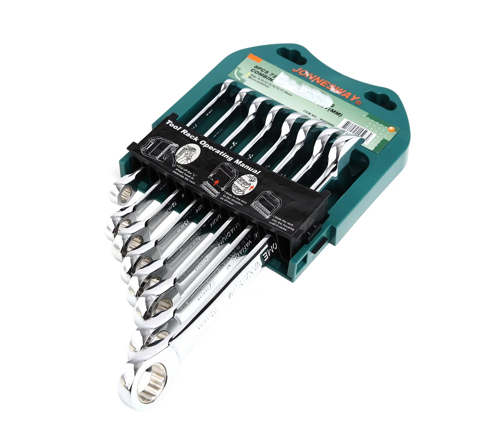Jonnesway W45208S 8Pcs Ratcheting Combination Wrench 72 Teeth SAE 5/16″ – 3/4″