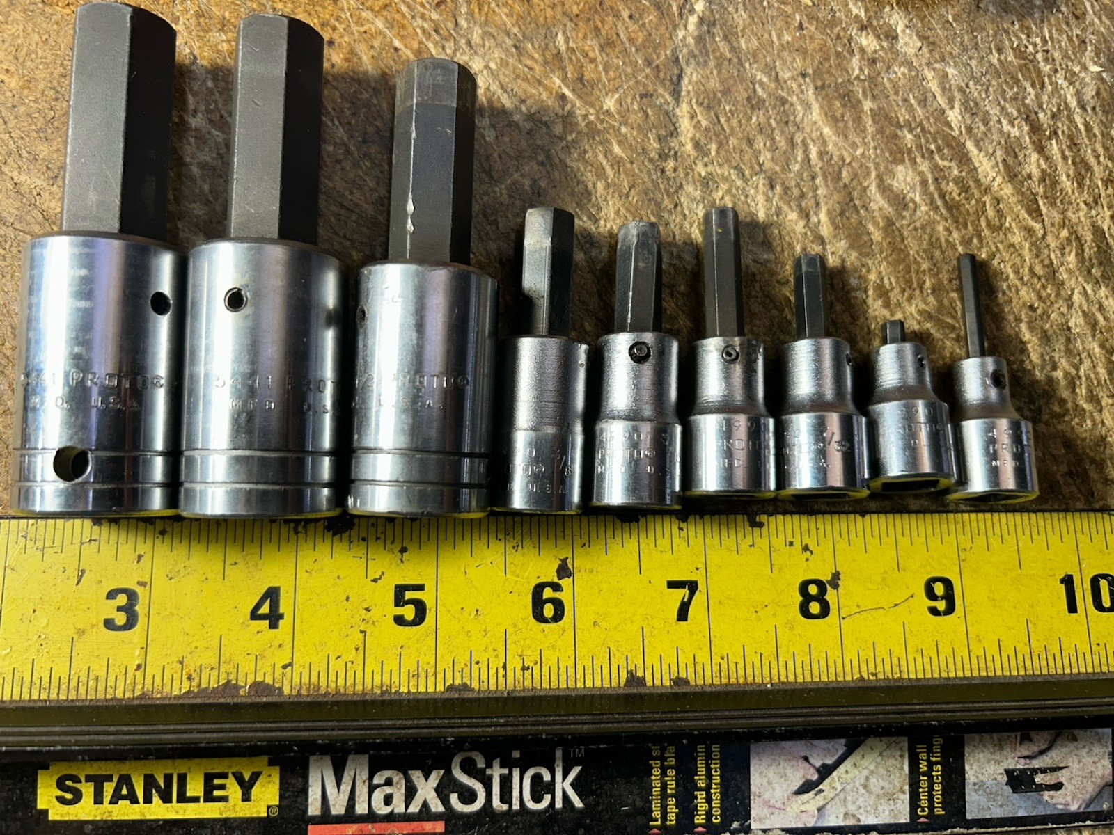 Proto Professional 3/8″ & 1/2″ Dr Hex Bit 9pc Socket Set(1/8″-5/8″) W/ Metal Box
