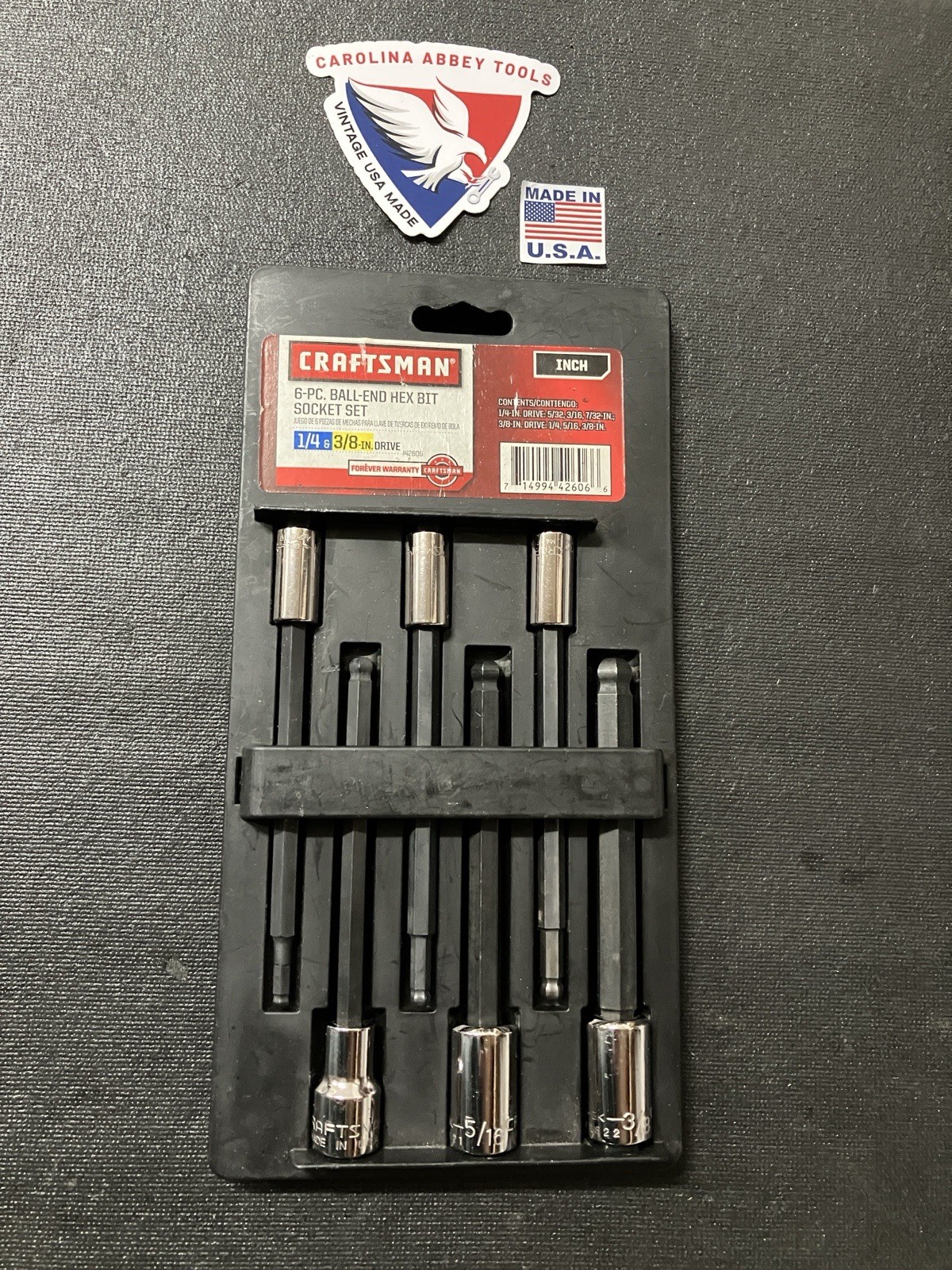 NOS Vintage Craftsman 6Pc SAE Ball End Hex Bit Socket Set Rare 42606 USA