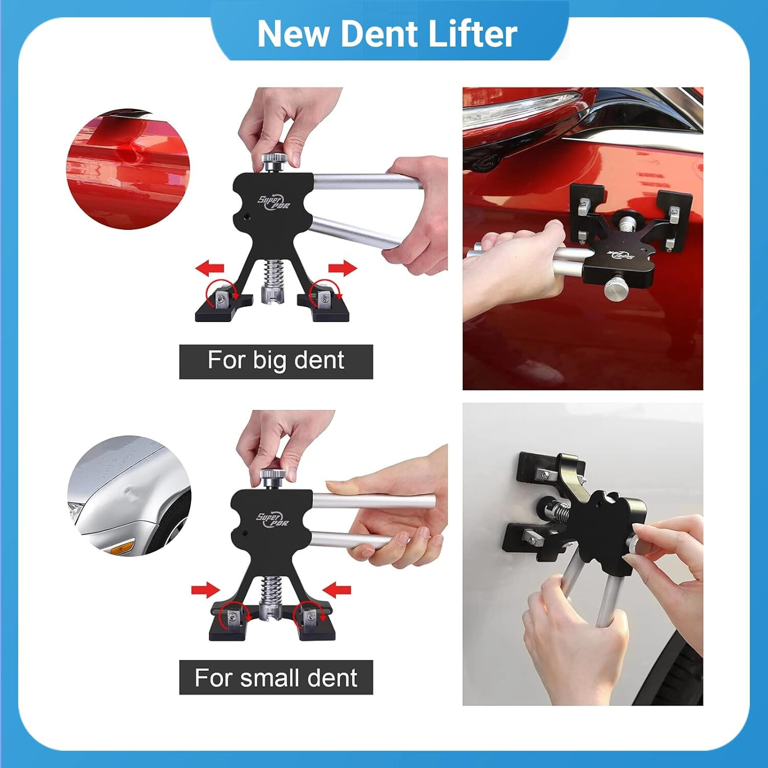 PDR Car Body Dent Puller Bridge Lifter LED Paintless Hail Remover Repair Kit
