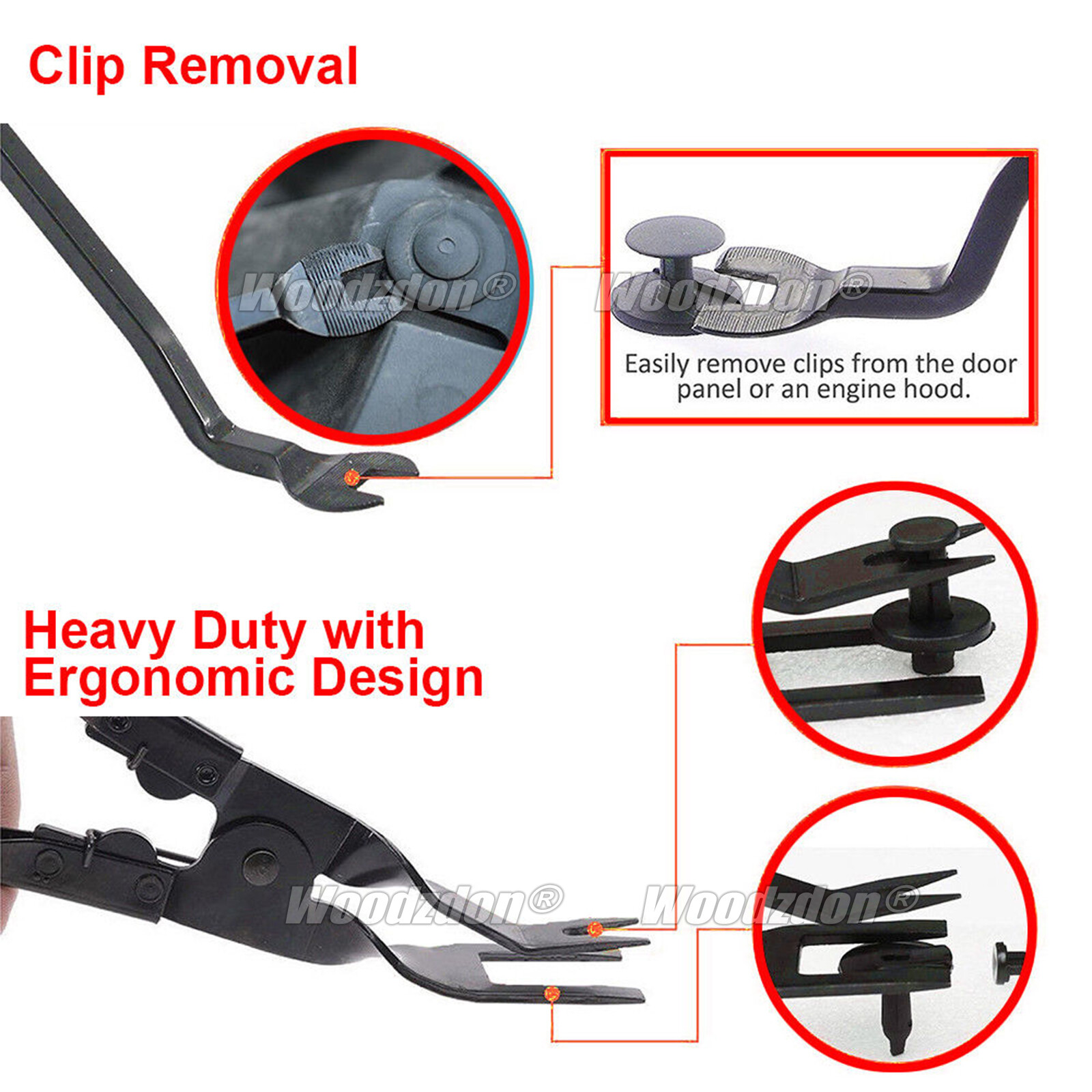 3pcs Car Door Panel Clip Pliers Trim Removal Fastener Puller Repair Pry Tool Kit