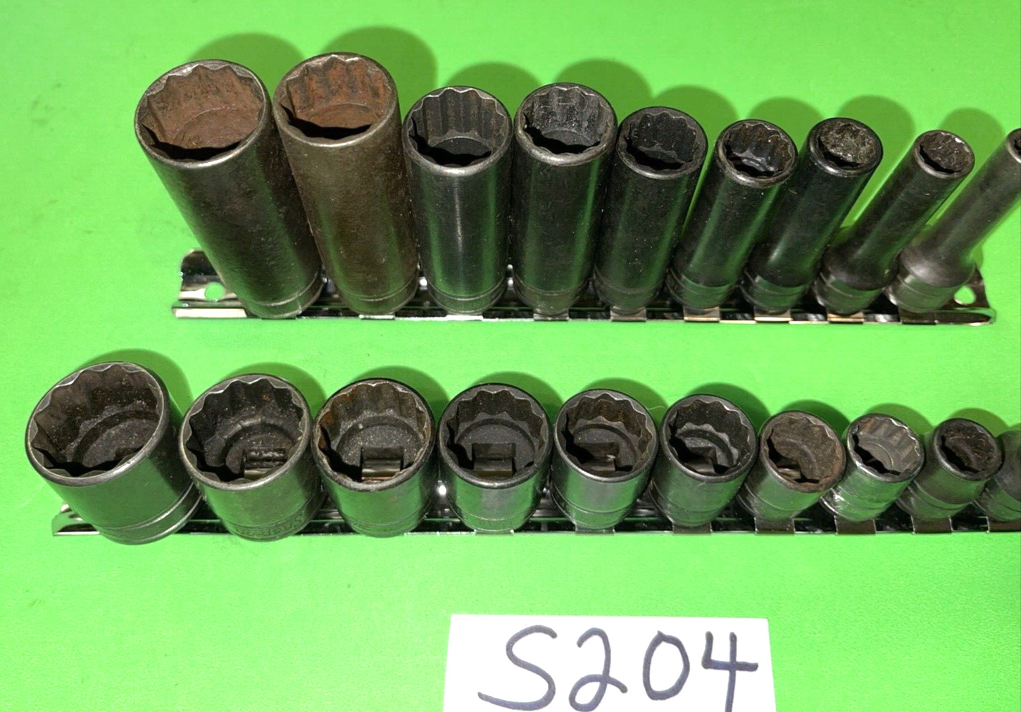SNAP- ON TOOLS 20 PIECE 3/8 DRIVE SHORT & DEEP SAE. SOCKET SETS 12 POINT