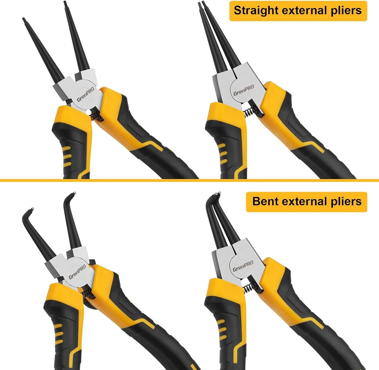 Versatile 4-Piece Circlip Pliers Set – 7-Inch Chrome Vanadium for Easy Use