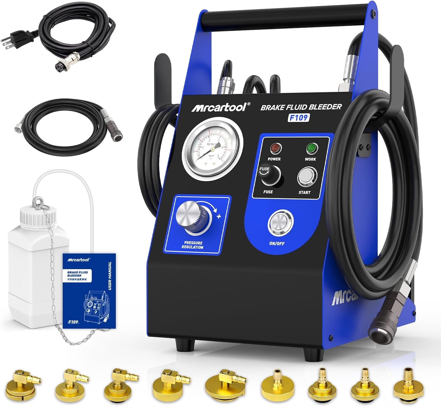 Automatic Brake Bleeder 110V Vacuum Brake Fluid Bleeder Kit with 10 Adapters