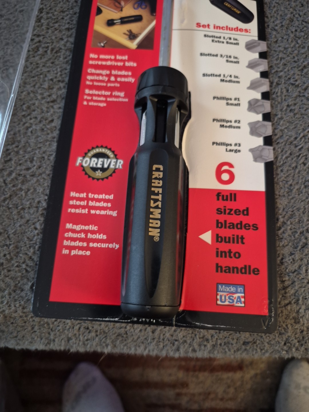 Vintage Craftsman All-in-One Screwdriver 41748 with 3 Phillips and 3 Flat Bits