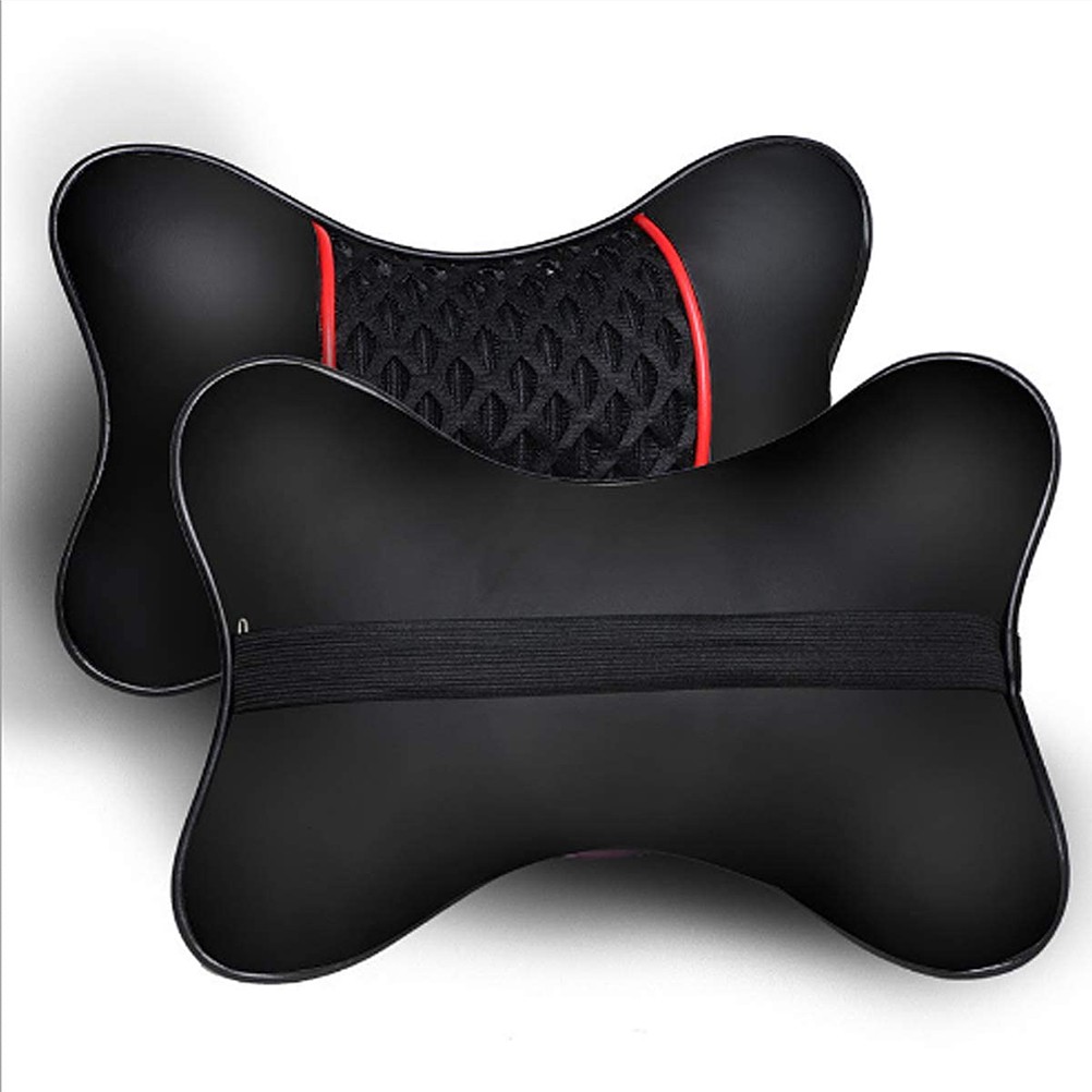 2-Pack PU Leather Car Headrest Cushions Soft Neck Support Pillow