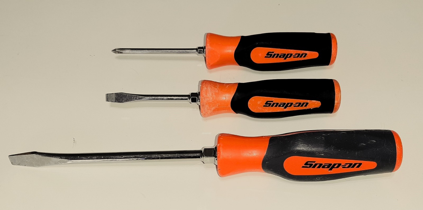 3 Snap-On Tools Instinct Orange Soft & Hard Grip Screwdriver Phillips & Flat Tip