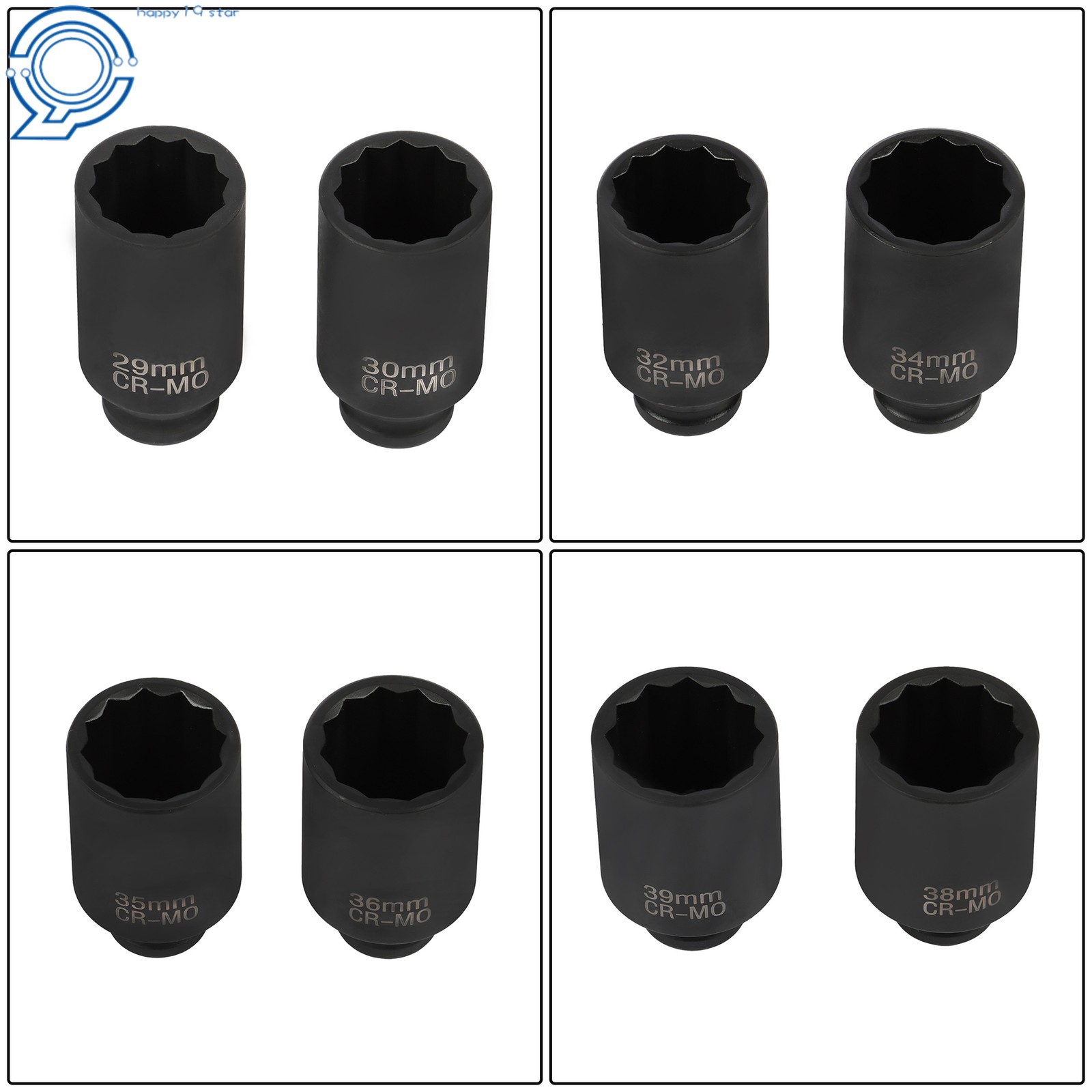 8PCS 1/2″ Impact Socket Set 12Point 1″ to 1-1/2″Drive Deep Spindle Axle Nut