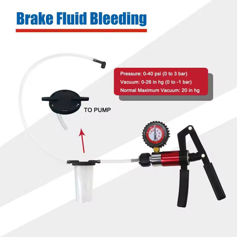 Hand Vacuum Pump Held Brake Bleeder Tester Set Bleed Car Motorbike Bleeding Kit