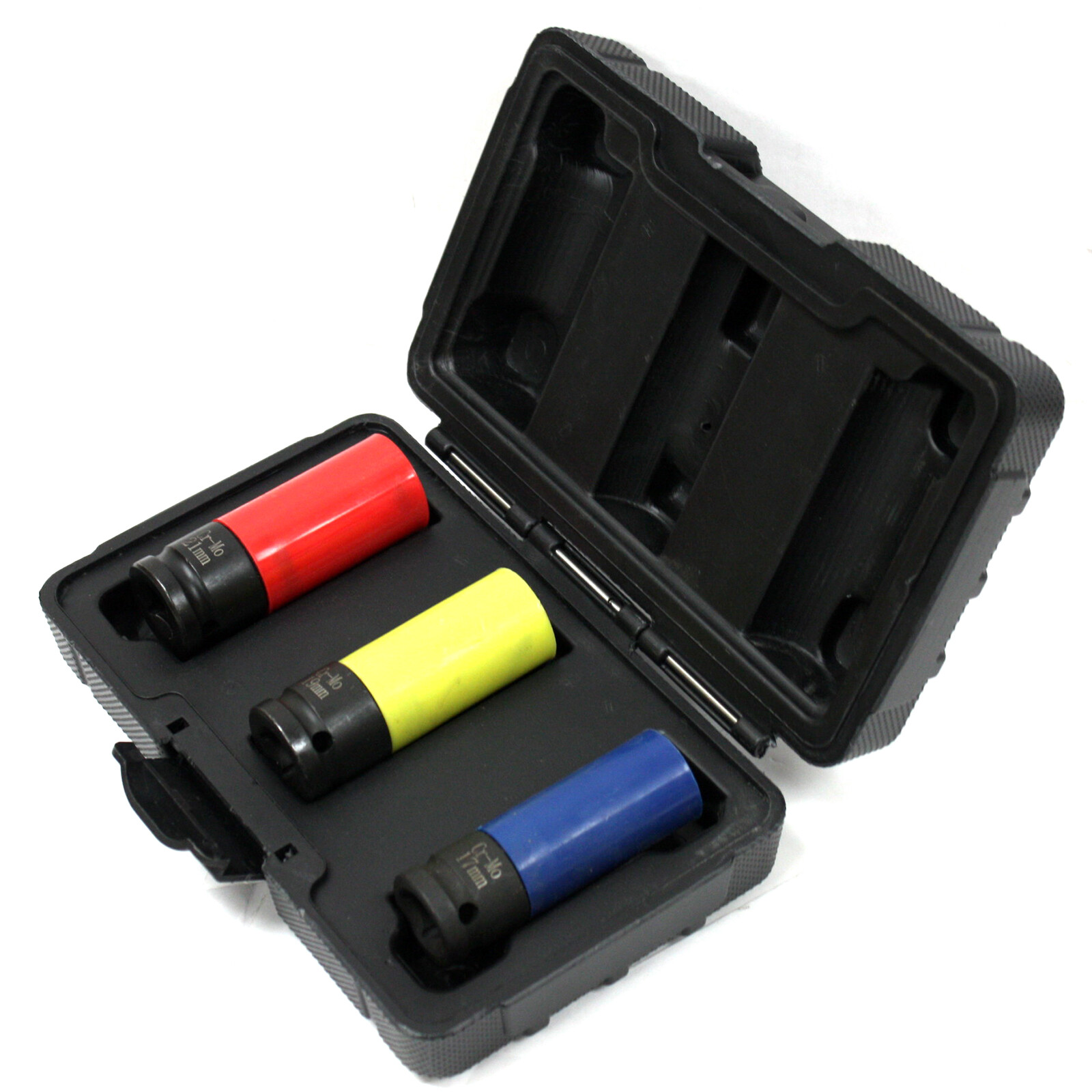 3 pc 1/2″ Drive Metric Impact Lug Nut Socket Set Thin Wall 17 19 21 mm w/ Sleeve