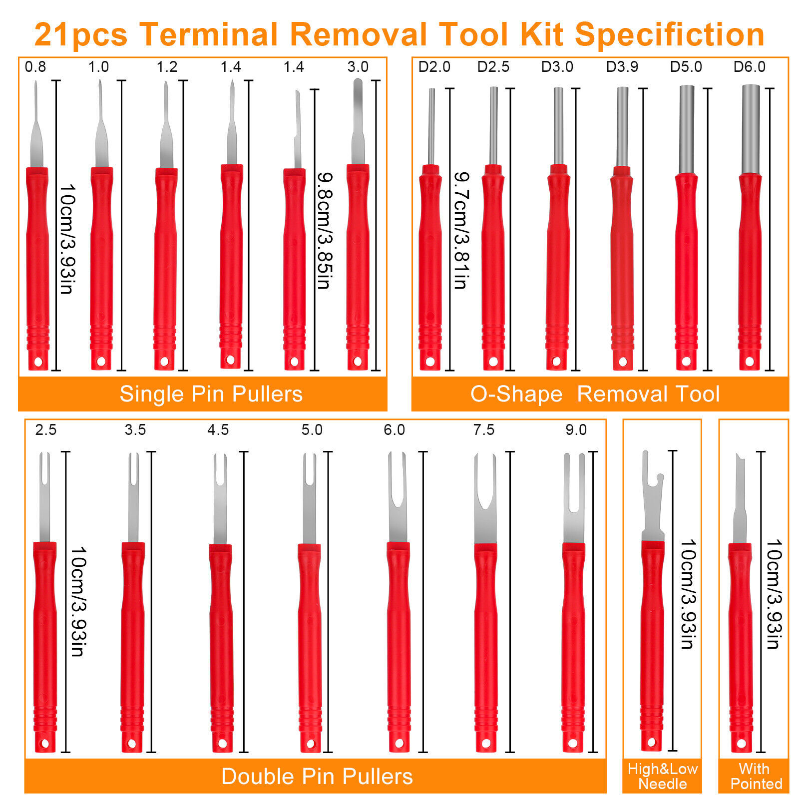 21 Pcs Terminal Removal Tool Kit Terminal Ejector Kit for Electrical Pin Removal