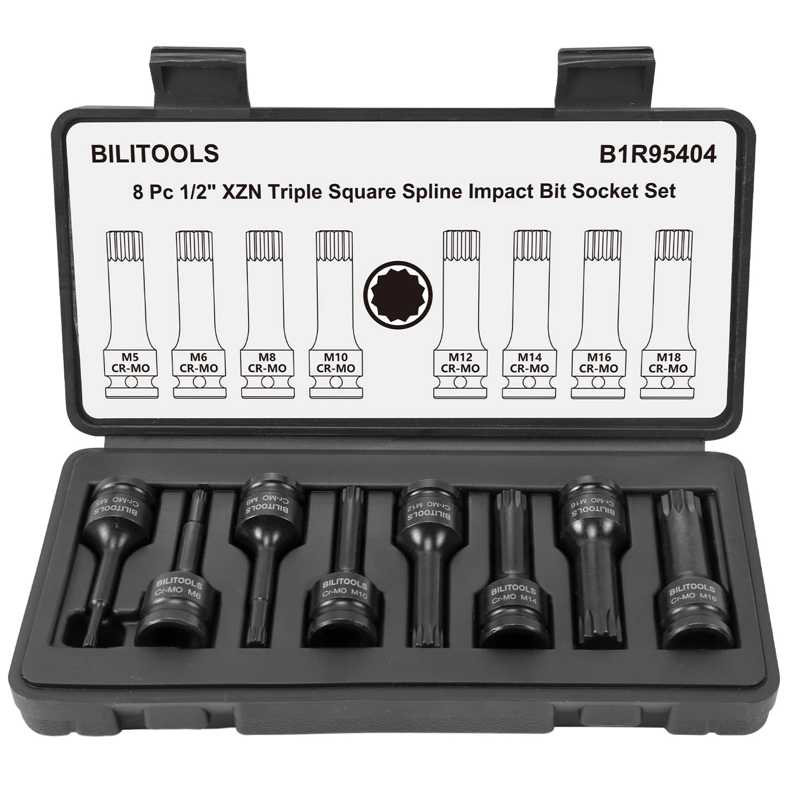Impact XZN Triple Square Bit Socket Set 1/2 Inch Drive CrMo Steel M5M18