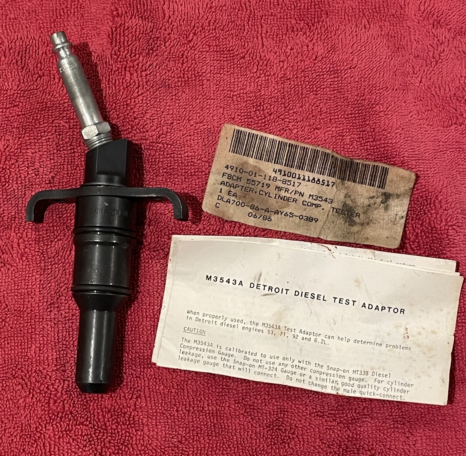 Snap-on Detroit Diesel Compression Adapter No M3543A