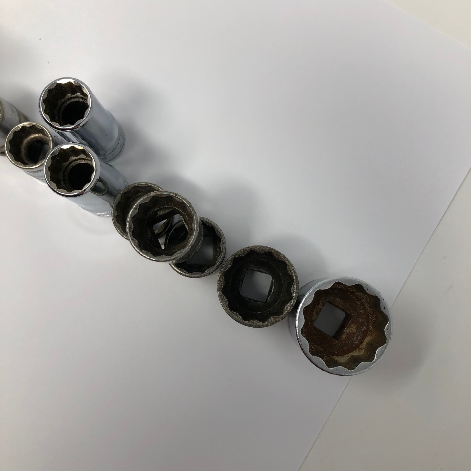 16 Snap On 3/8 Drive Socket Lot 12pt 1/4 5/16 3/8 7/16 9/16 3/4 7/8 Vintage USED