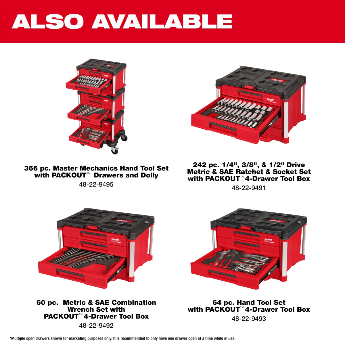 Milwaukee Tool 366 Piece Master Mechanics Hand Tool Set with PACKOUT Drawers and