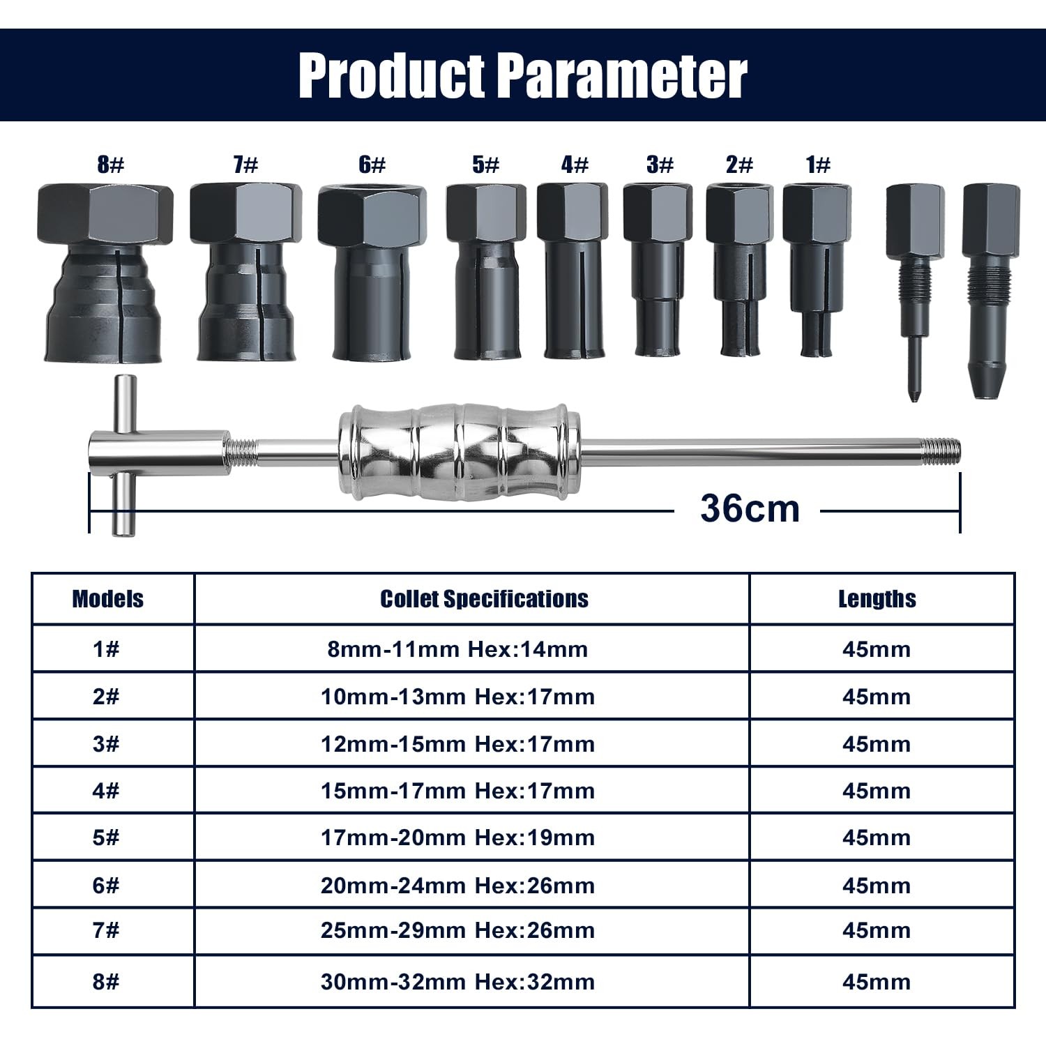 12pcs Blind Hole Bearing Puller Set 8-32mm Collet
