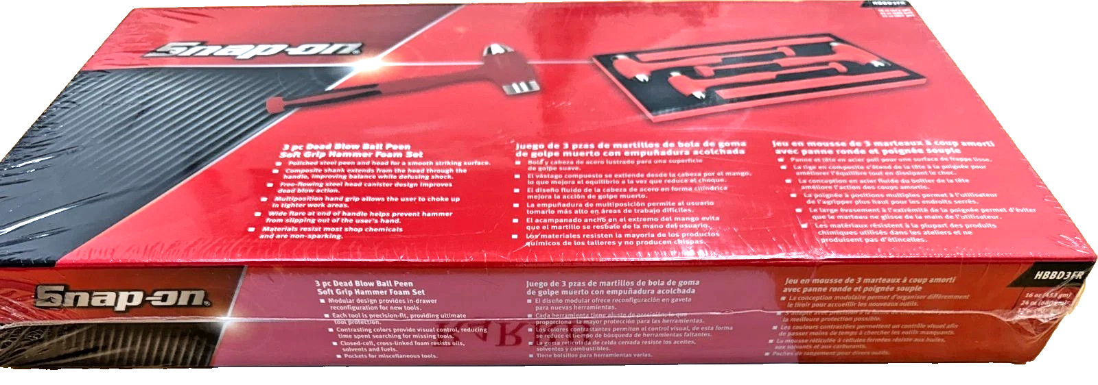 New Snap-on™ 3-pc 16 24 32 oz RED Dead Blow Hammer Foam Set HBBD3FR HBB16 HBBD32