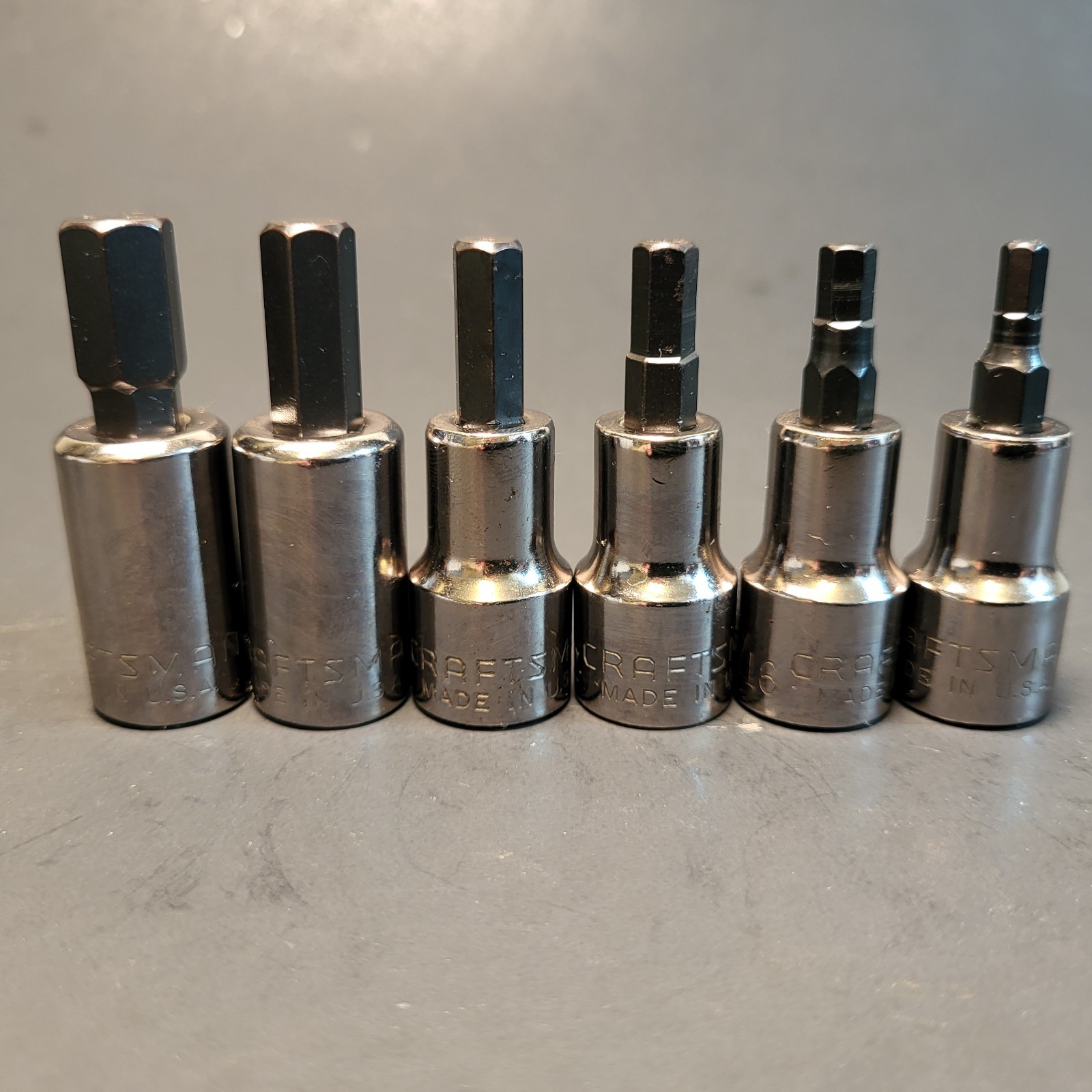 Craftsman USA 6 pc hex socket set 3/8” drive excellent condition 5/32”-3/8” 3444