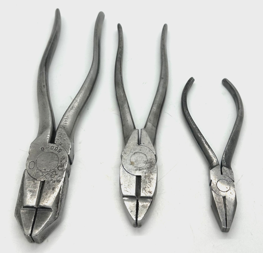 VTG Tools Lineman’s Pliers Wire Side Cutter Twister Set Lot Snap On Utica Pexto
