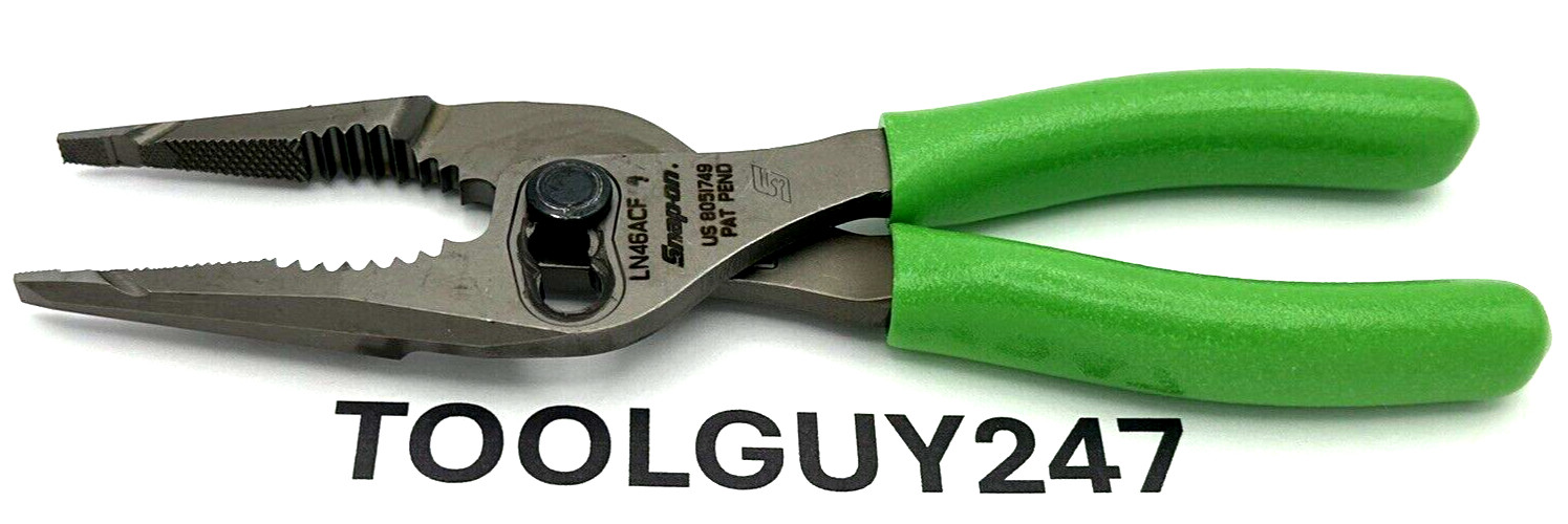 SNAP ON TOOLS USA GREEN 7″ Soft Grip Long Nose Slip Joint Pliers LN46ACFG NEW