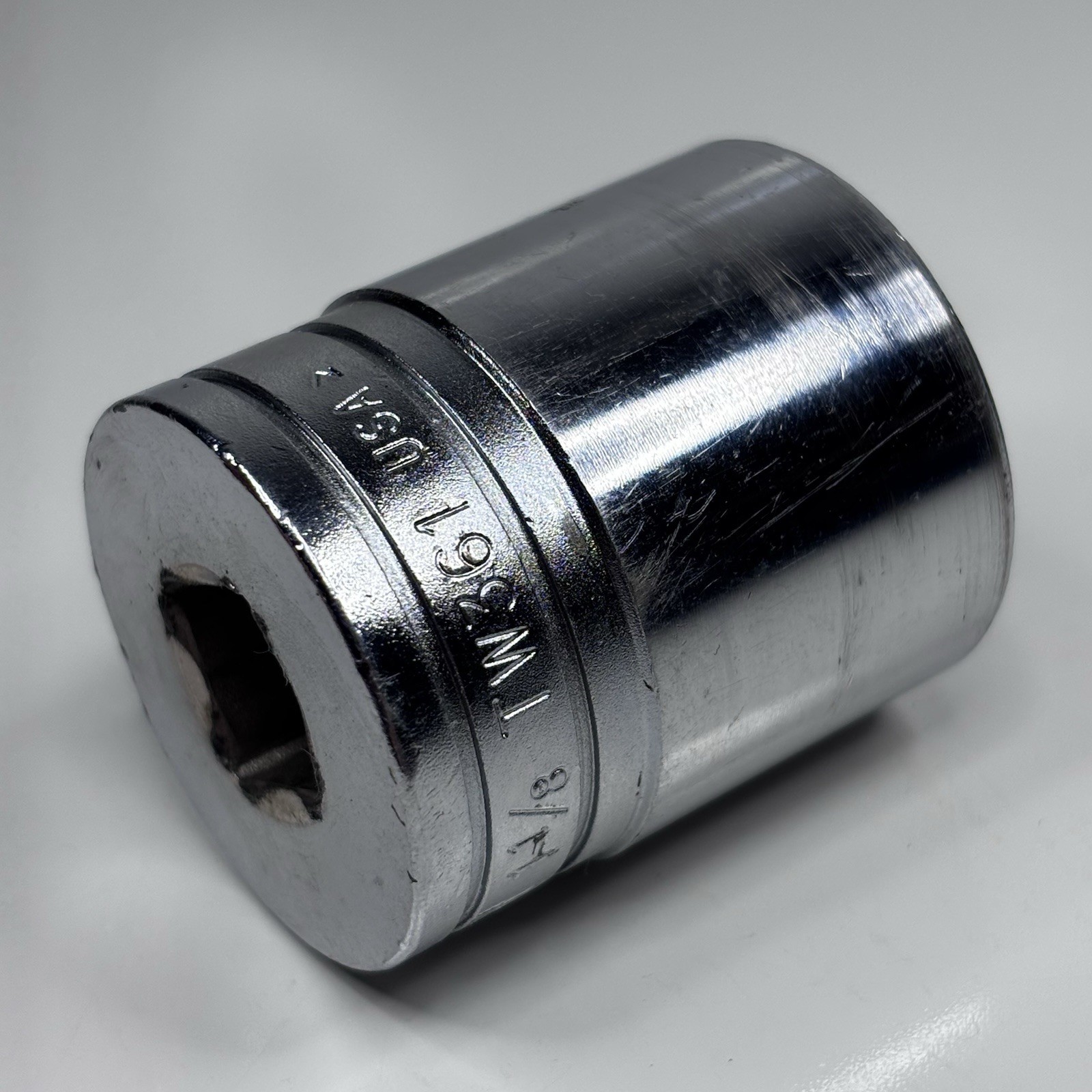 Snap On Tools TW361 1/2 Dr 6Pt SAE 1-1/8 Flank Dr Shallow Socket USA 1982 VTG