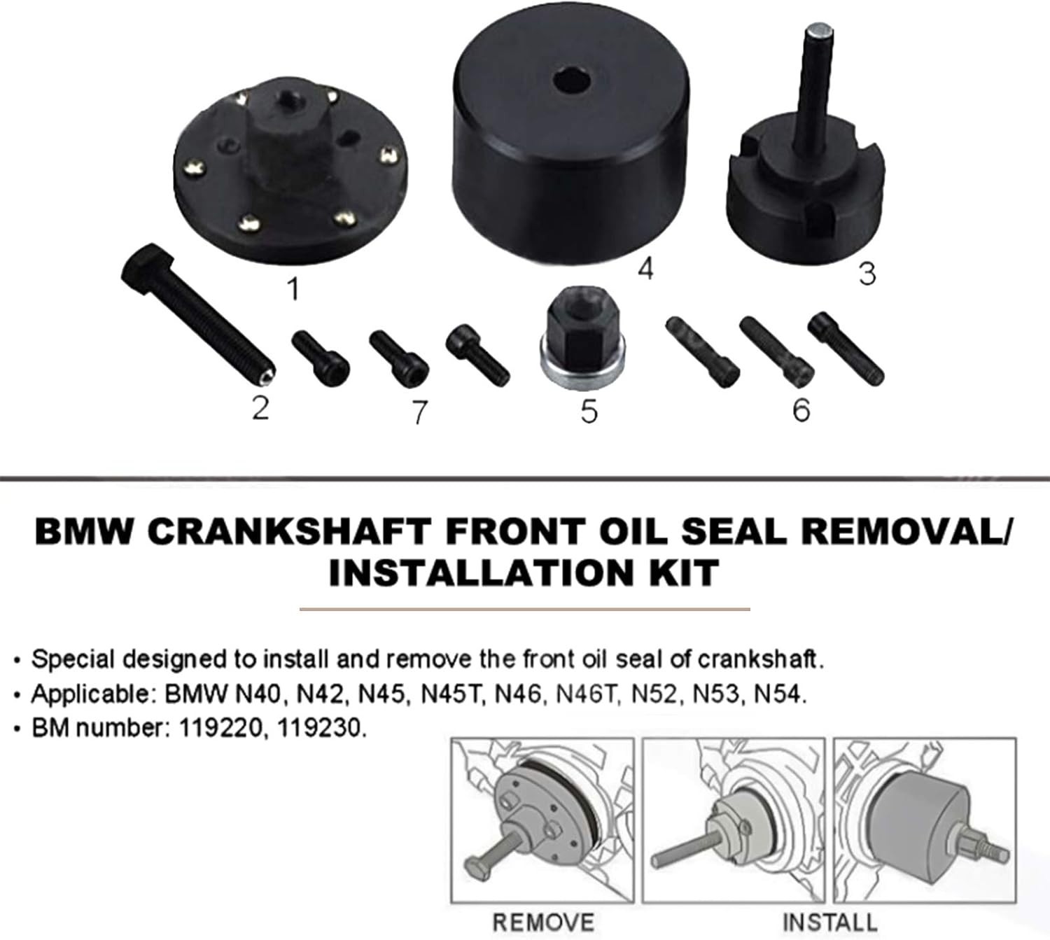 Crankshaft Front Oil Seal Installer Removal Tool for BMW N42 N46 N52 N53 N54 N45
