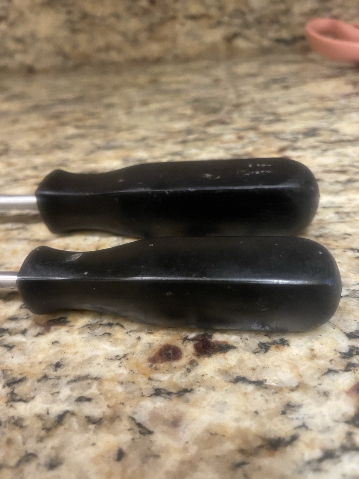 2 Snap-on Old Black Handle Slotted Screwdrivers Chrome Vanadium 1 Stubby- 1 7.5”