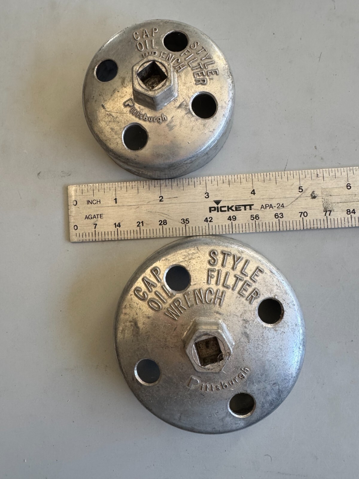 2 VINTAGE CAP STYLE PITTSBURG OIL FILTER WRENCH
