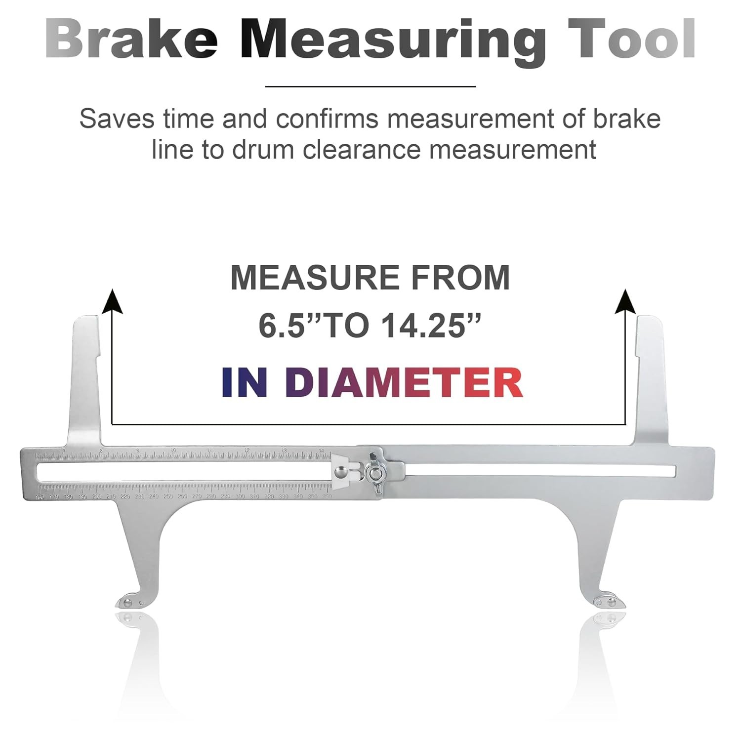 Brake Measuring Tool 6.5-14.25’’ 160-360mm Dual Scale Brake Gauge