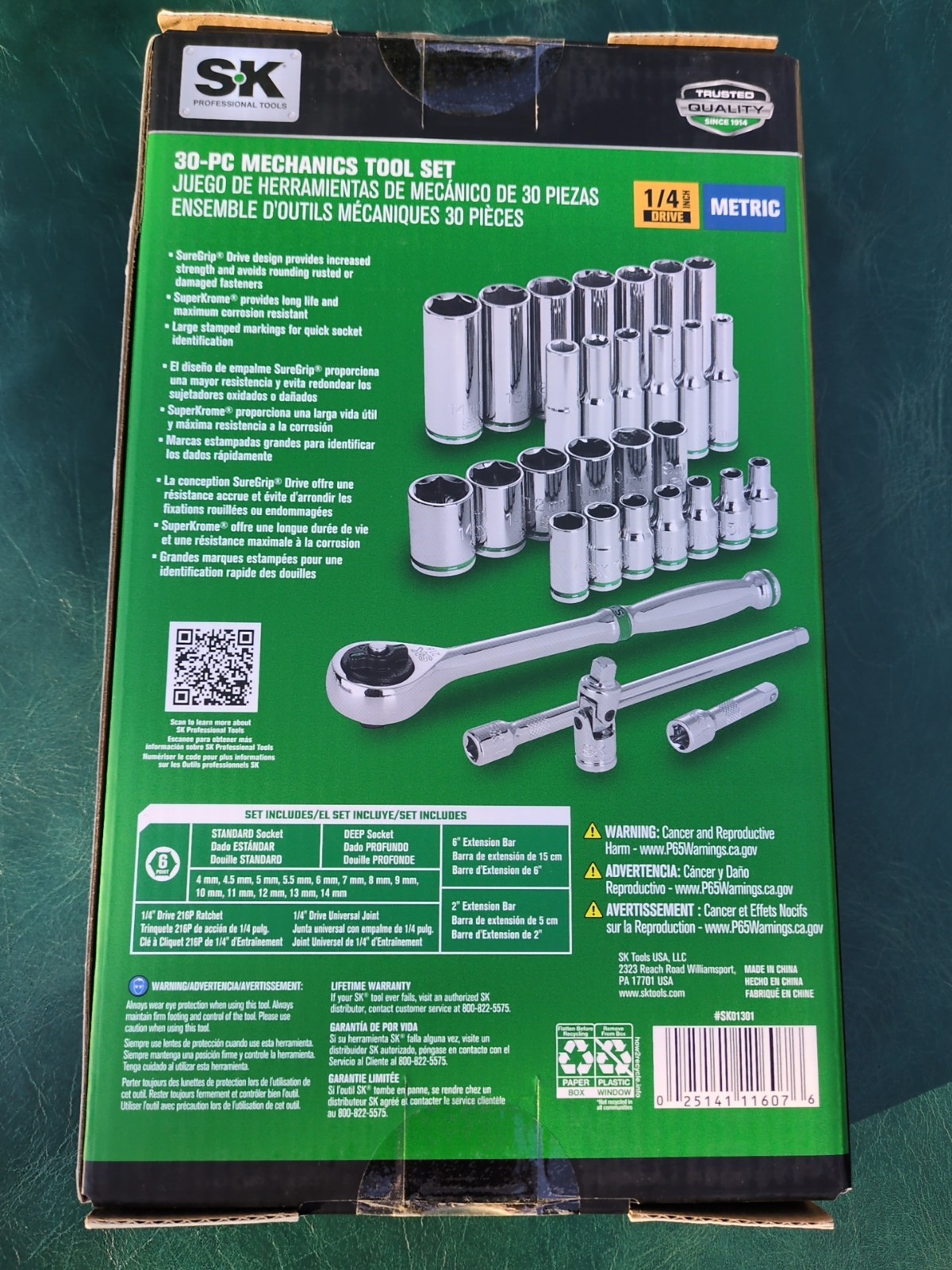 SK Professional Tools 30 Piece 1/4″ Drive METRIC Socket Set New LifetimeWarranty