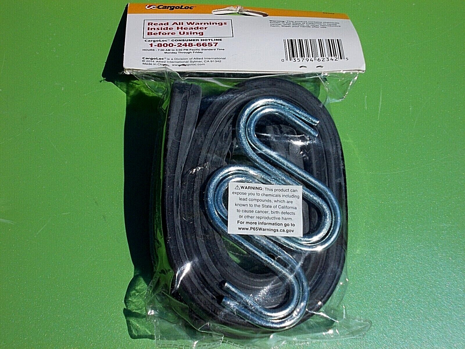 CARGOLOC 31″ RUBBER STRAPS 62342 2 PACK HEAT TREATED STEEL HOOKS EPDM TARP BLACK