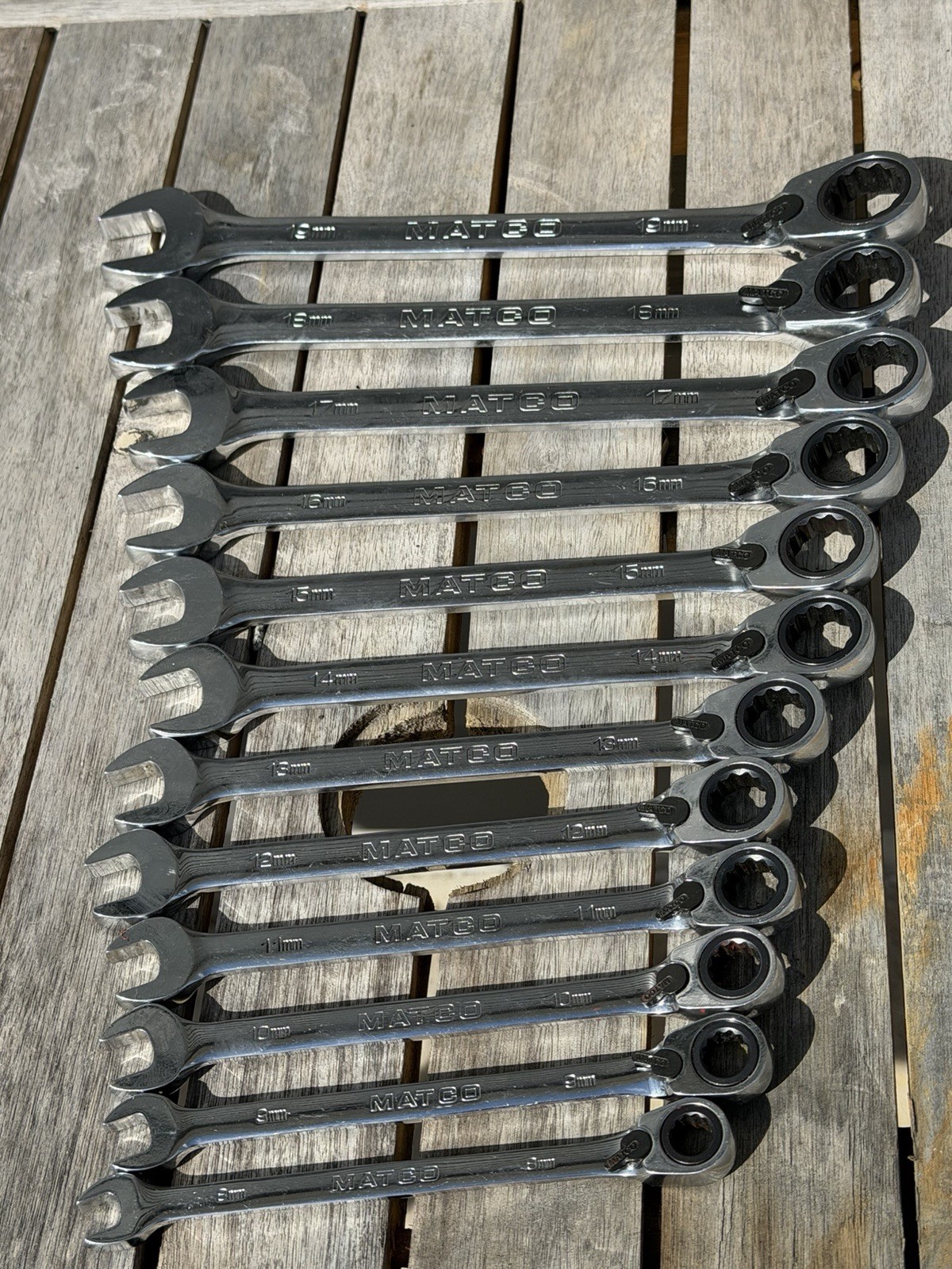 Matco Tools 8mm-19mm 12-Piece Ratcheting Wrench Set Working Smooth Excellent