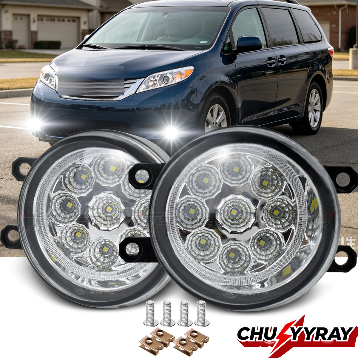 For 09-10 Toyota Corolla Smoked Lens Front Driving Fog Light+Switch Replacements