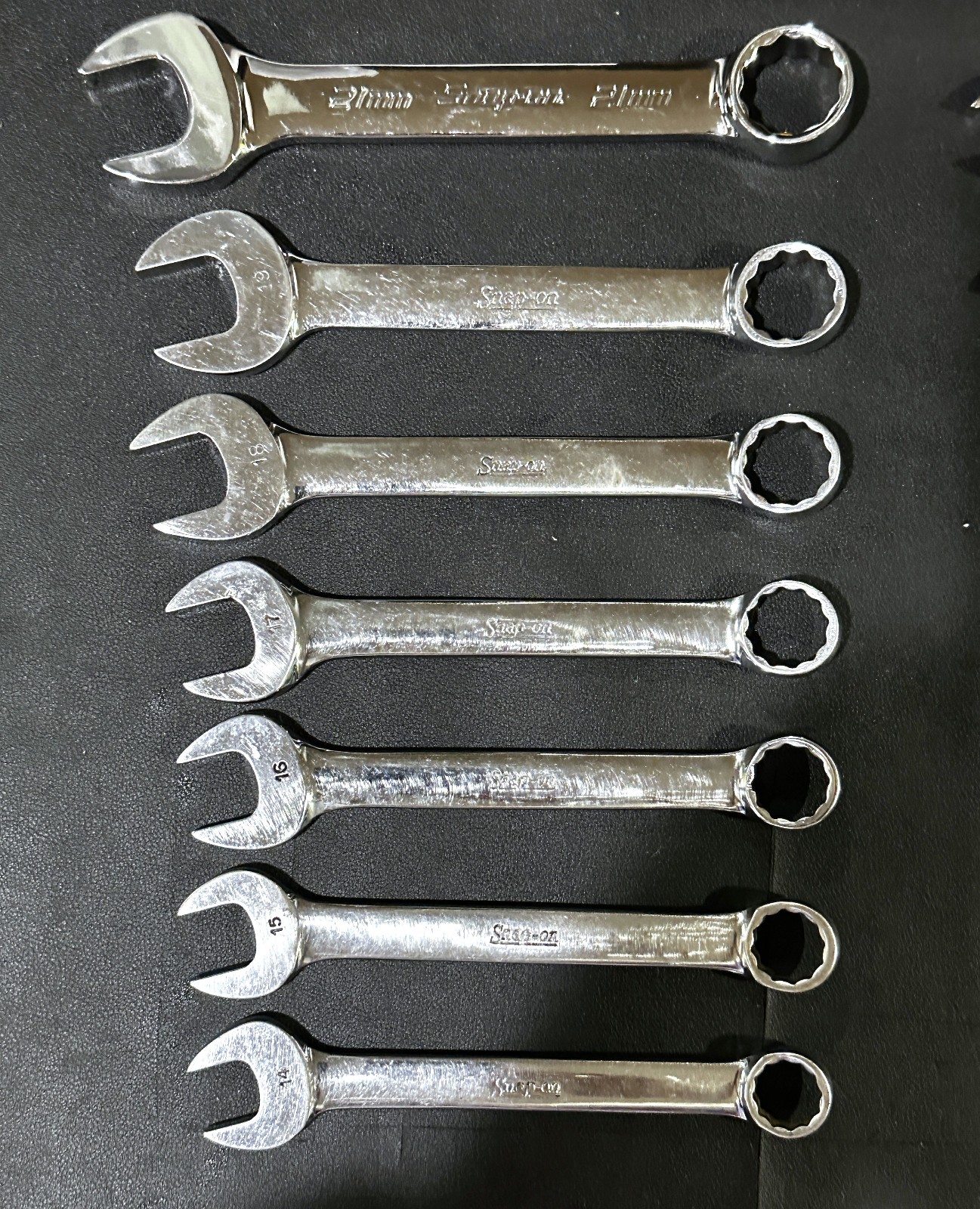 SNAP ON OEXM-SERIES 15-Pc 12-Pt Metric Flank Drive® Short Combination Wrench Set