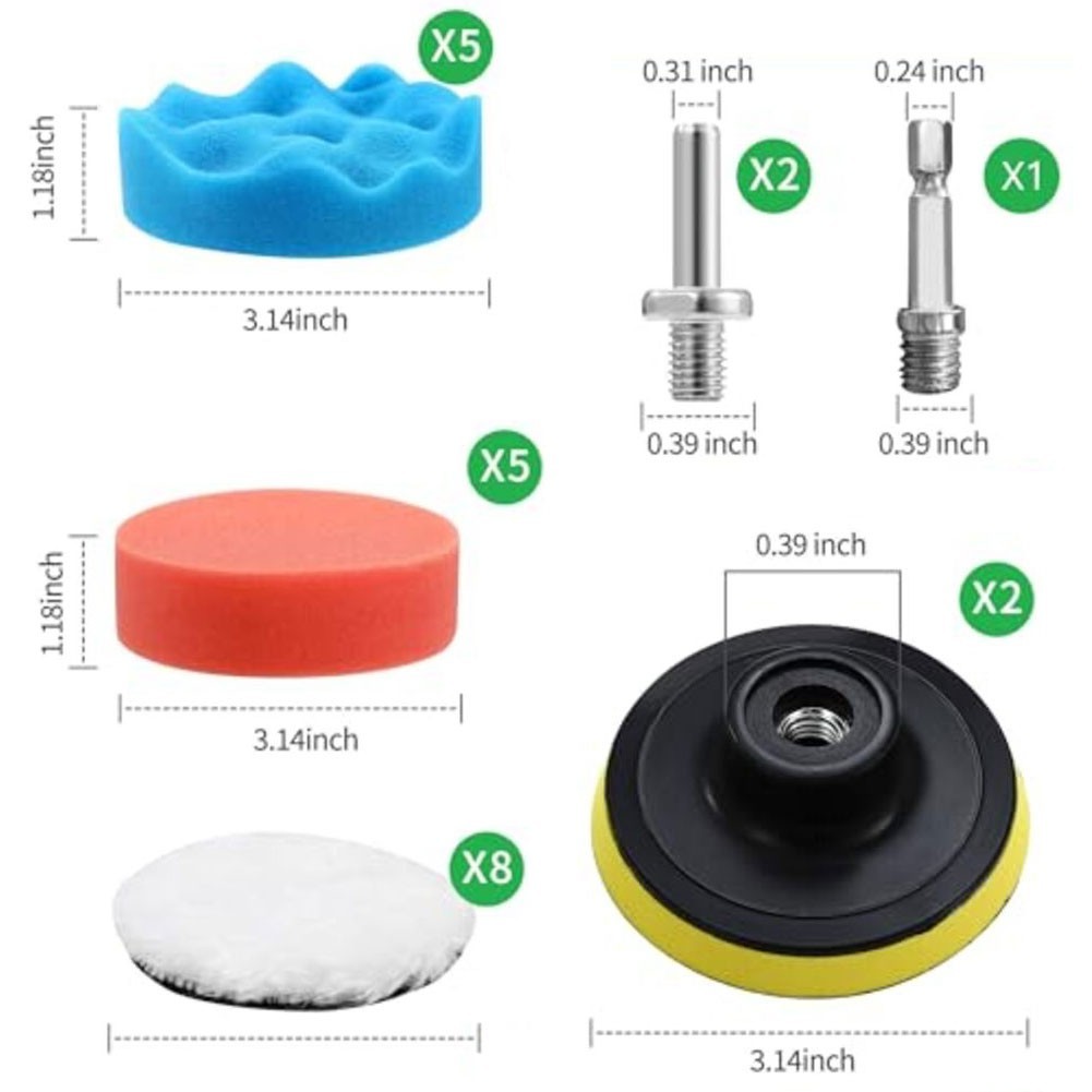 80mm Polishing Kit Wool Polishing Pads 23 Pieces Kit Eccentric Sanders Fit