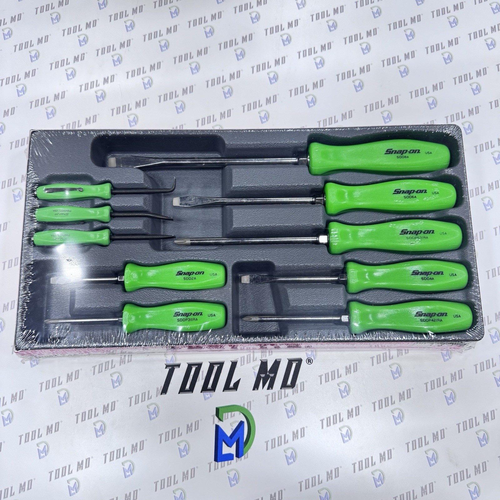 Snap-on Tools NEW GREEN 10pc Screwdriver & Magnet Pocket Prybar Set SDDDPBX100G